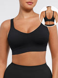 LINDA CloudLift wireless seamless support bra in black front view
