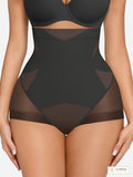 LINDA MeshSculpt high-waist shaping brief in black, front view