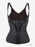 LINDA SculptCore black steel-boned waist trainer vest – open front