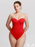 LINDA SculptMuse strapless shaping bodysuit in Vivid Red, front view