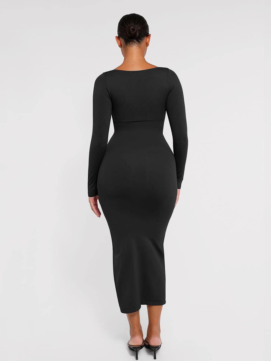 LINDA Sculpt black shaping dress – back view