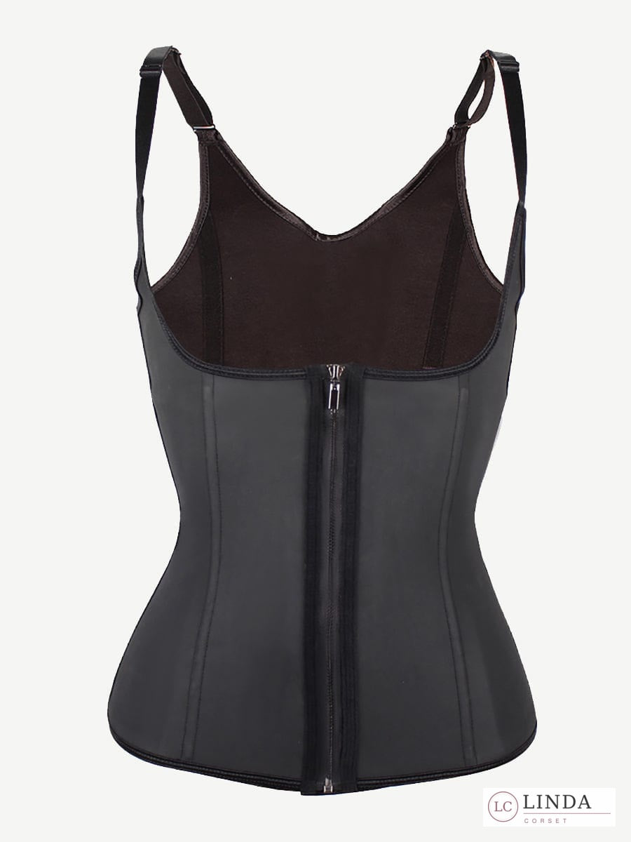 LINDA SculptCore black waist trainer vest – closed front view