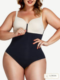 LINDA CurveLock high-waist tummy-control shaping brief in black, front view