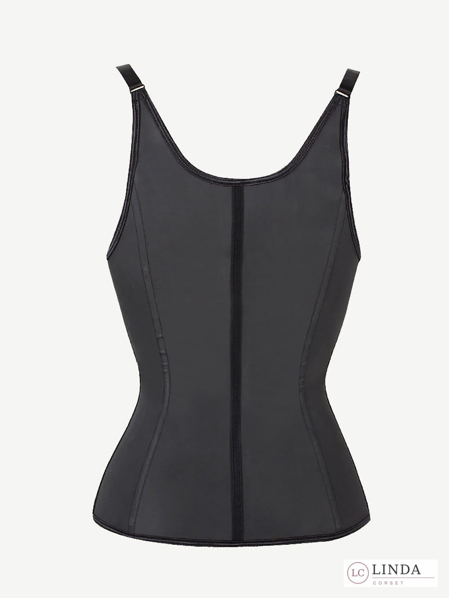 LINDA SculptCore black steel-boned waist trainer vest – back view