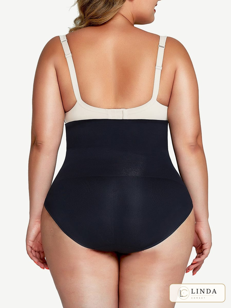 LINDA CurveLock high-waist shaping brief in black, back view