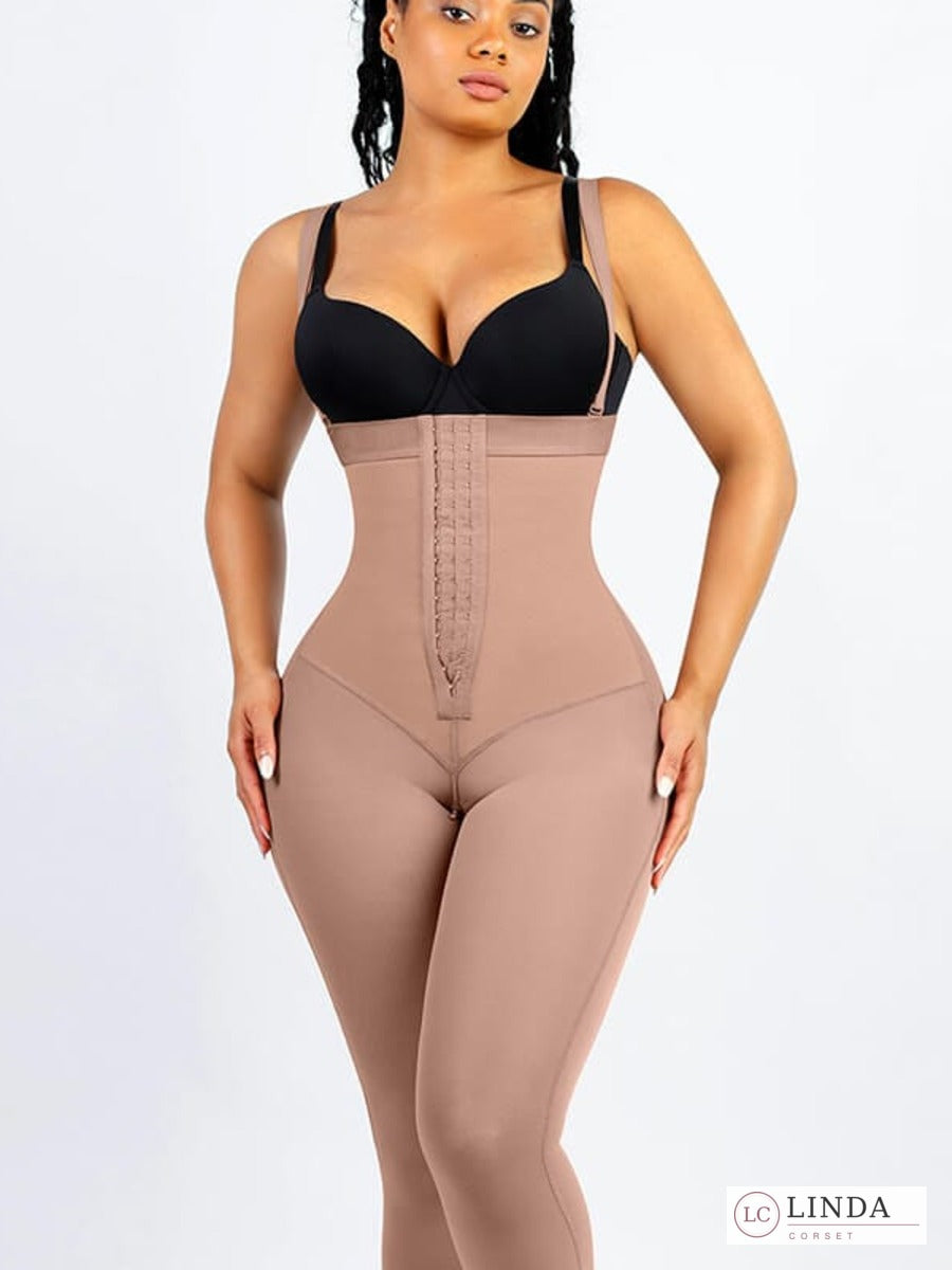 Front latex shaping panel detail on the LINDA SculptForm Red Skin body shaper