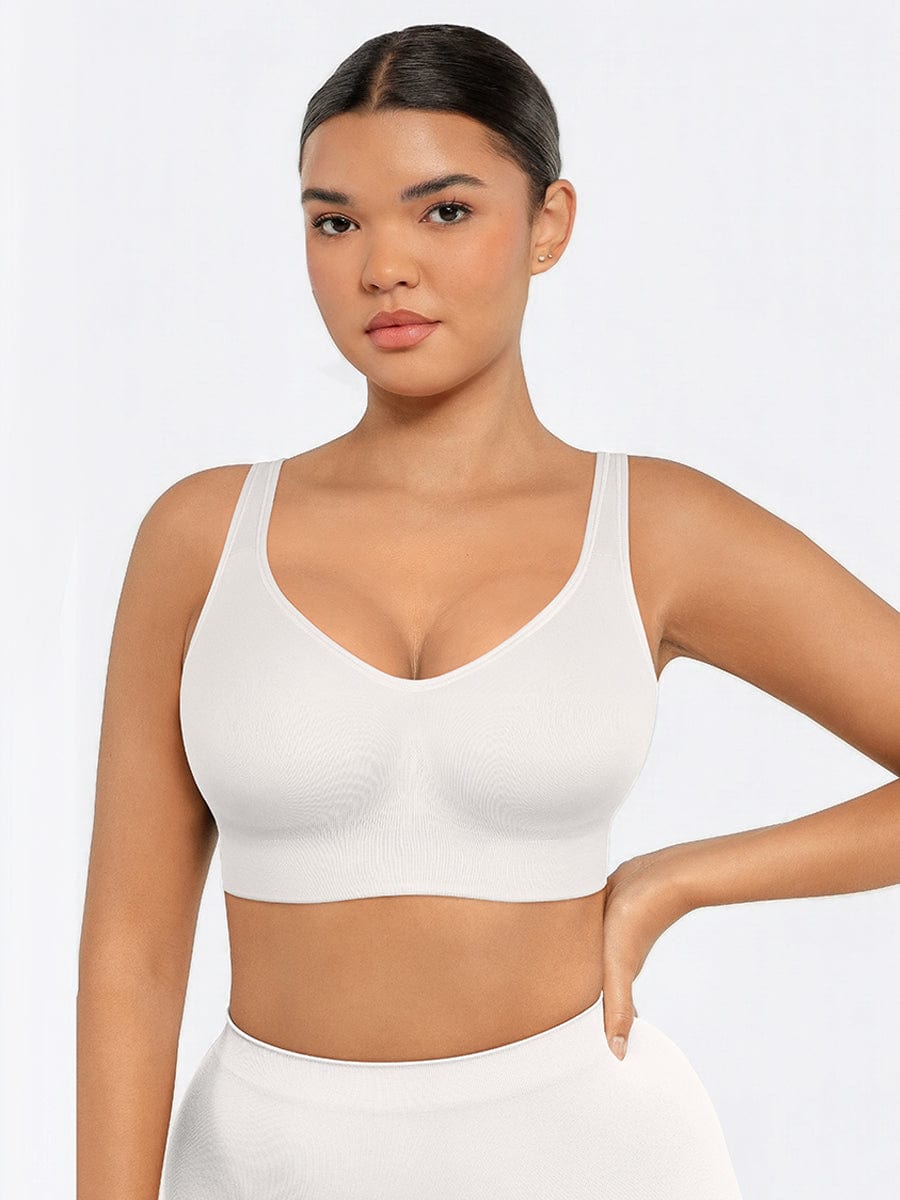 LINDA CloudLift white wireless seamless bra front view