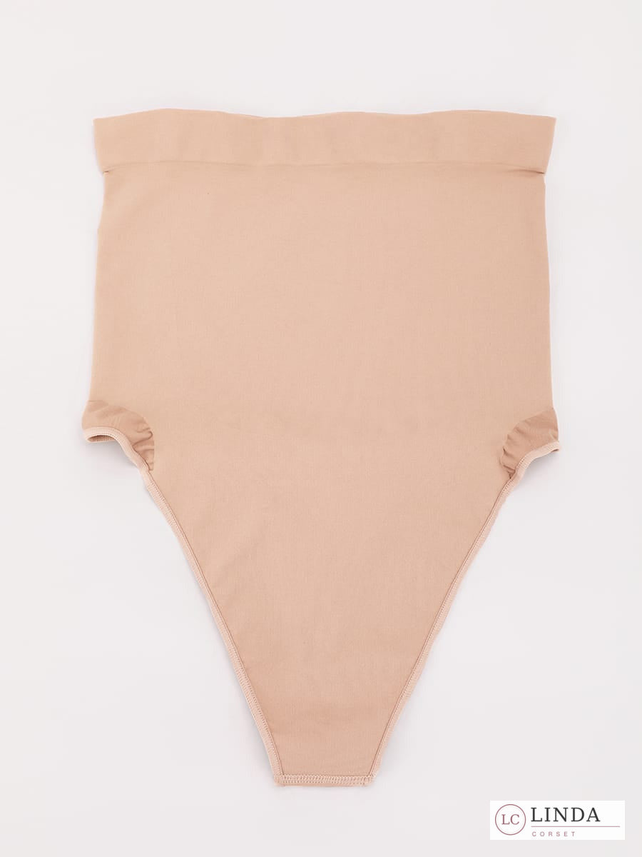 LINDA SilkSculpt seamless high-waist shaping thong — dark skin product front