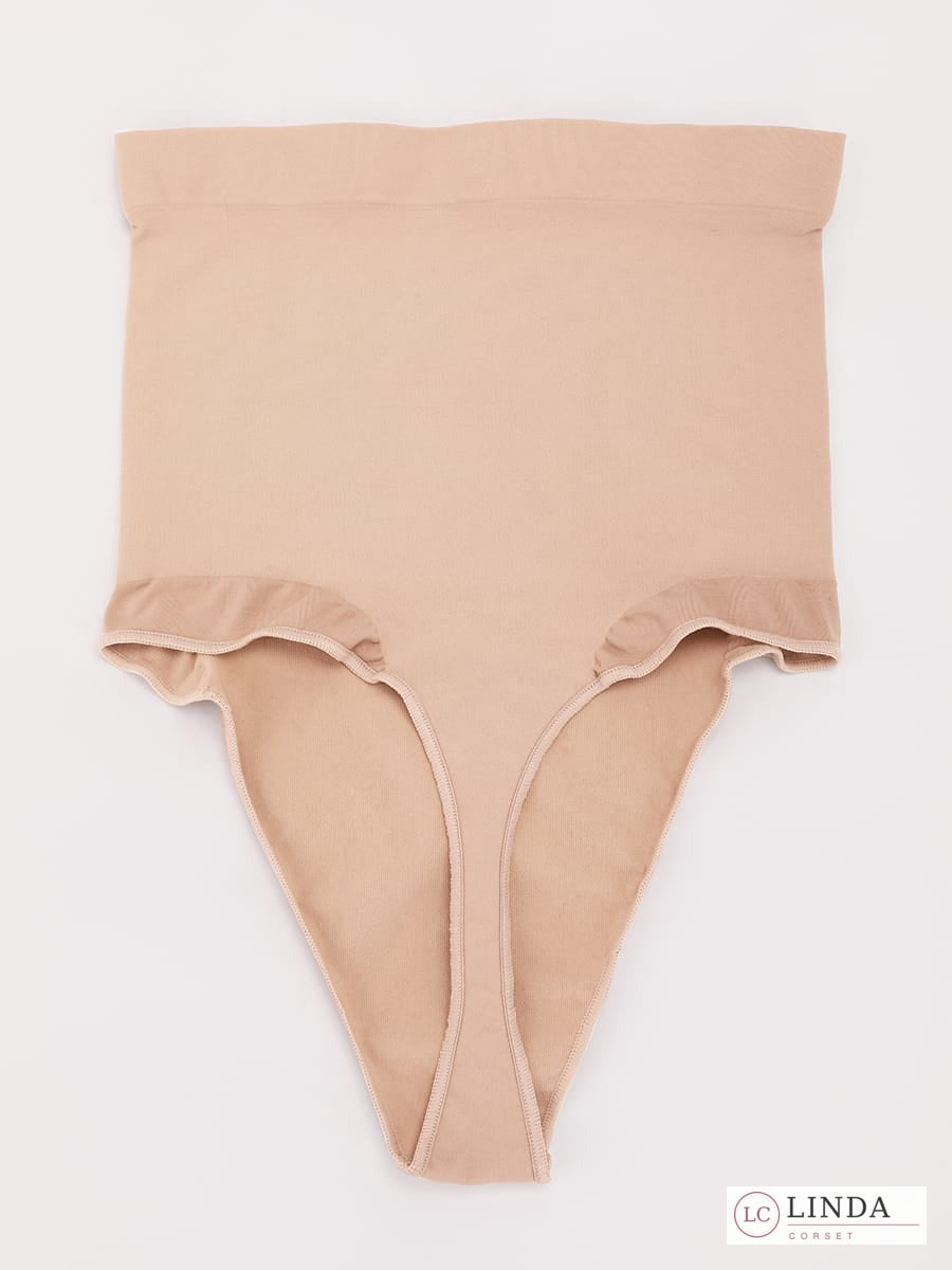 LINDA SilkSculpt seamless high-waist shaping thong — dark skin product back