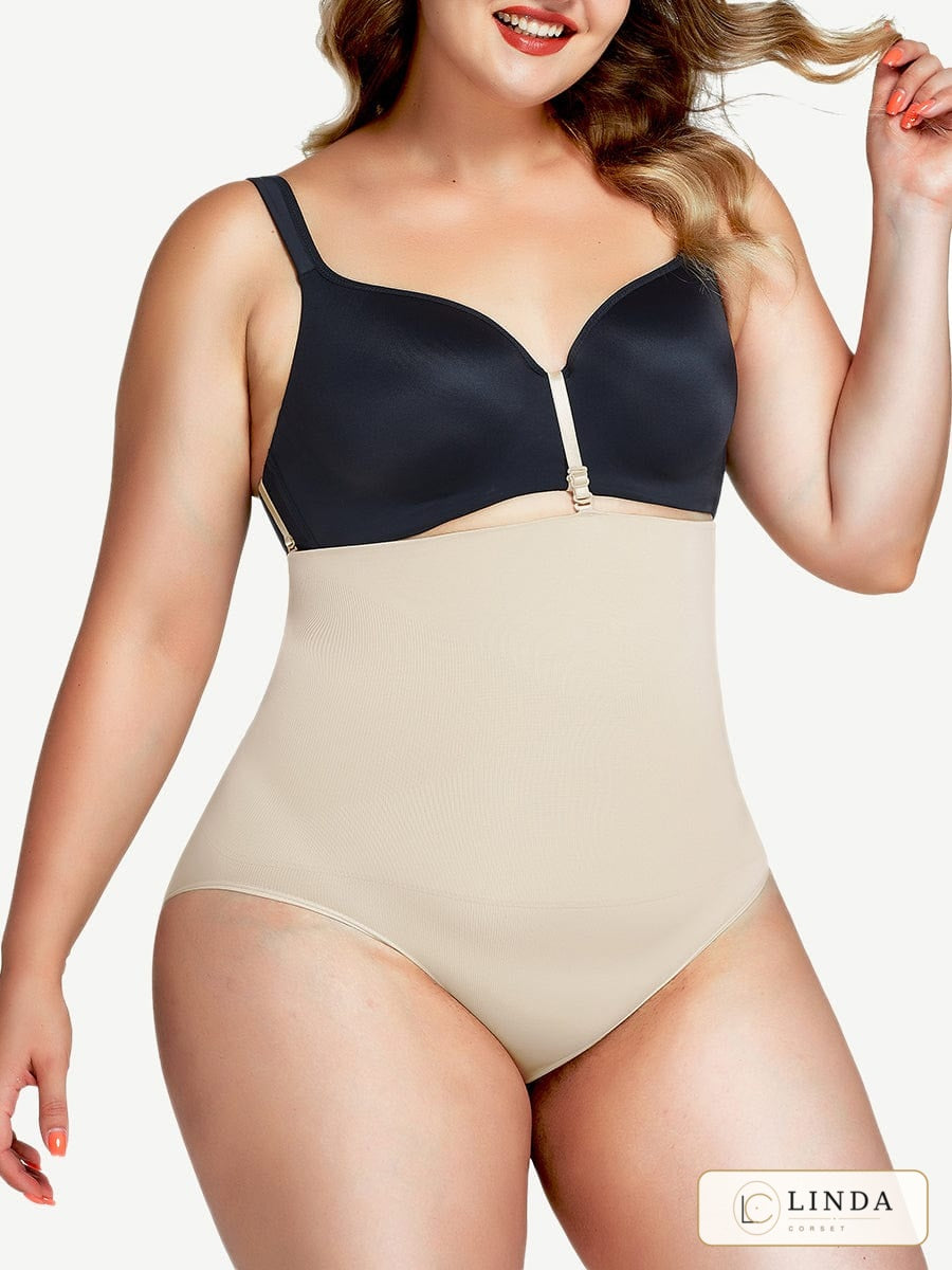 LINDA CurveLock high-waist shaping brief in Light Skin, front view