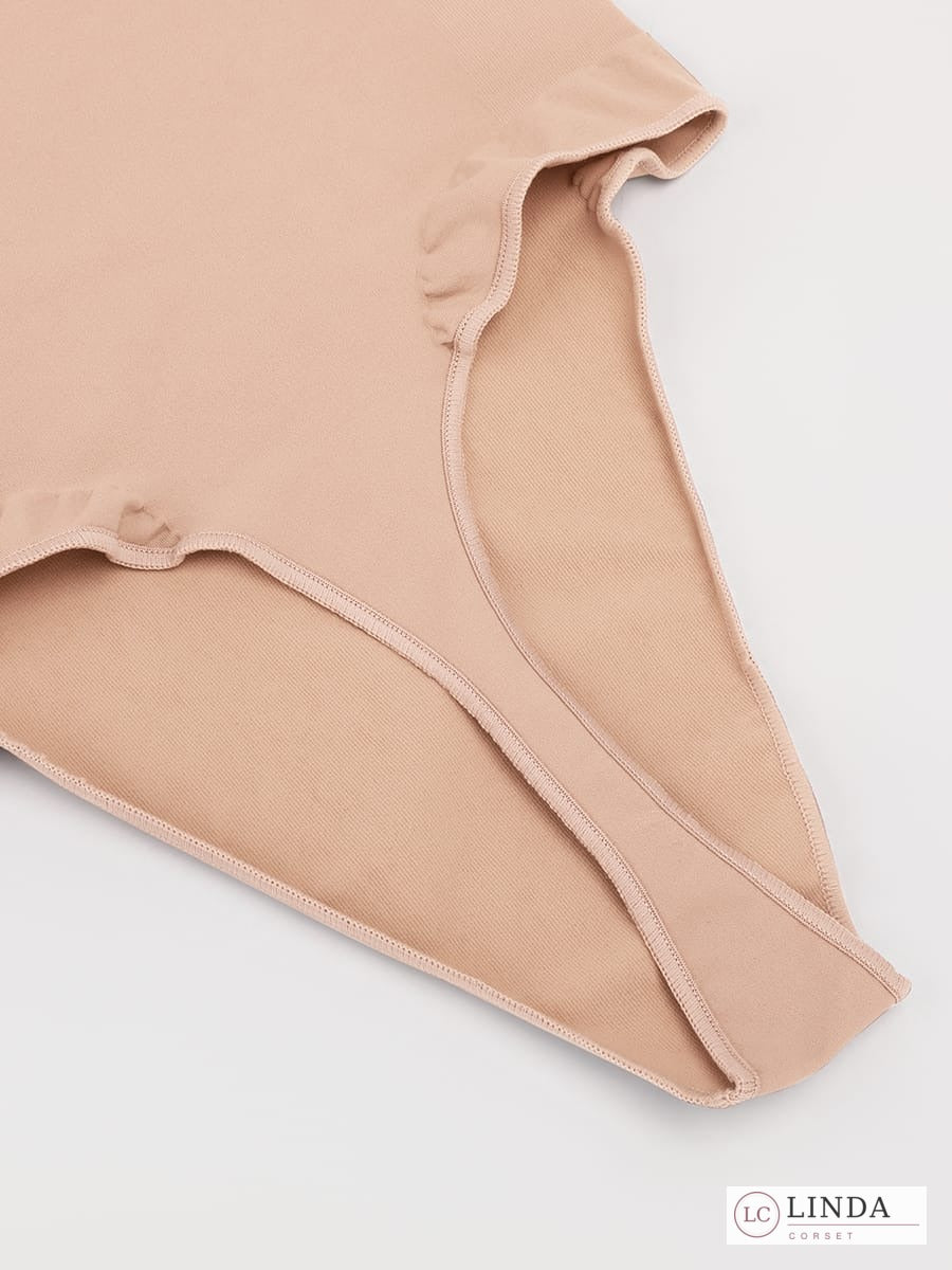 LINDA SilkSculpt seamless high-waist shaping thong — dark skin thong seam detail