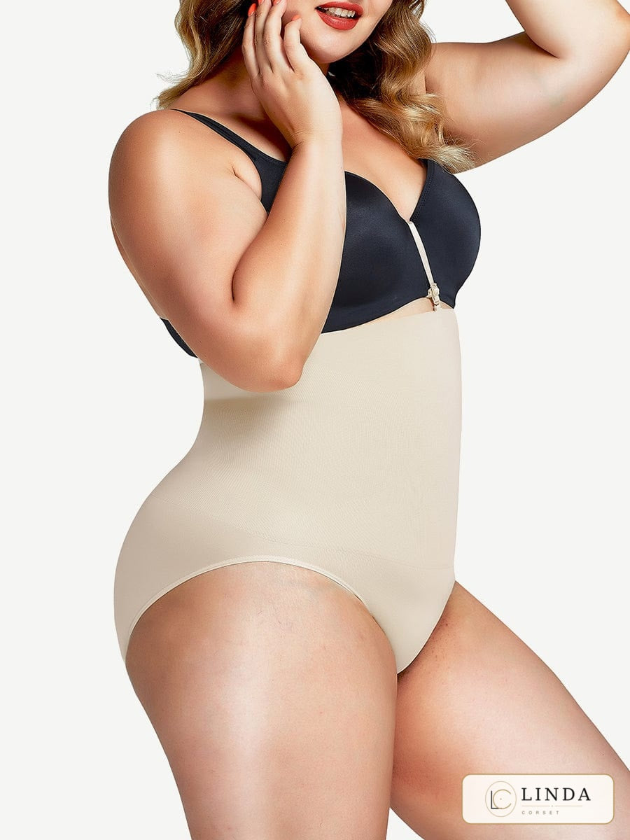 LINDA CurveLock high-waist shaping brief in Light Skin, side view