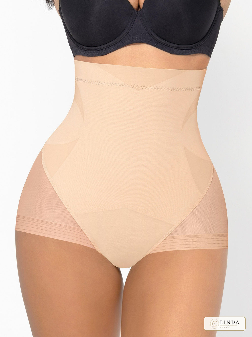 LINDA MeshSculpt high-waist shaping brief in Light Skin, front view