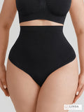LINDA SilkSculpt seamless high-waist shaping thong — black front closeup