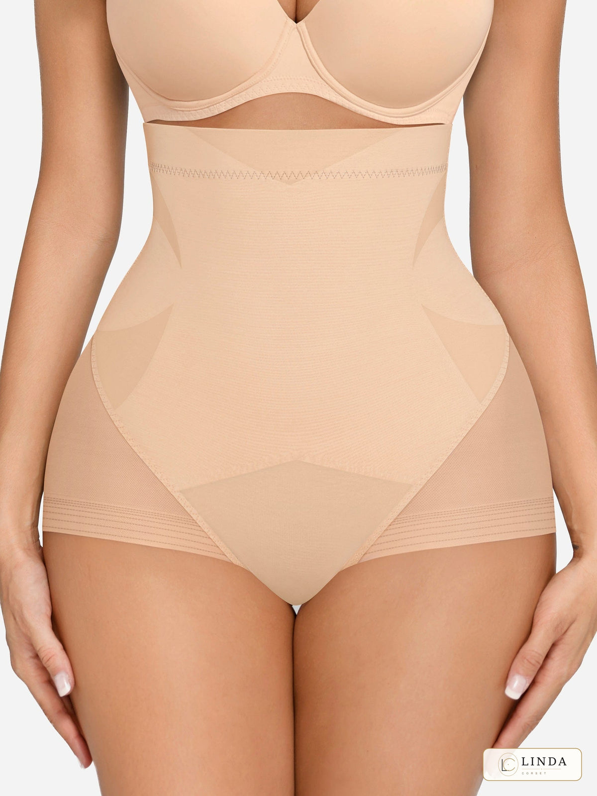 LINDA MeshSculpt Light Skin high-waist shaping brief, model front