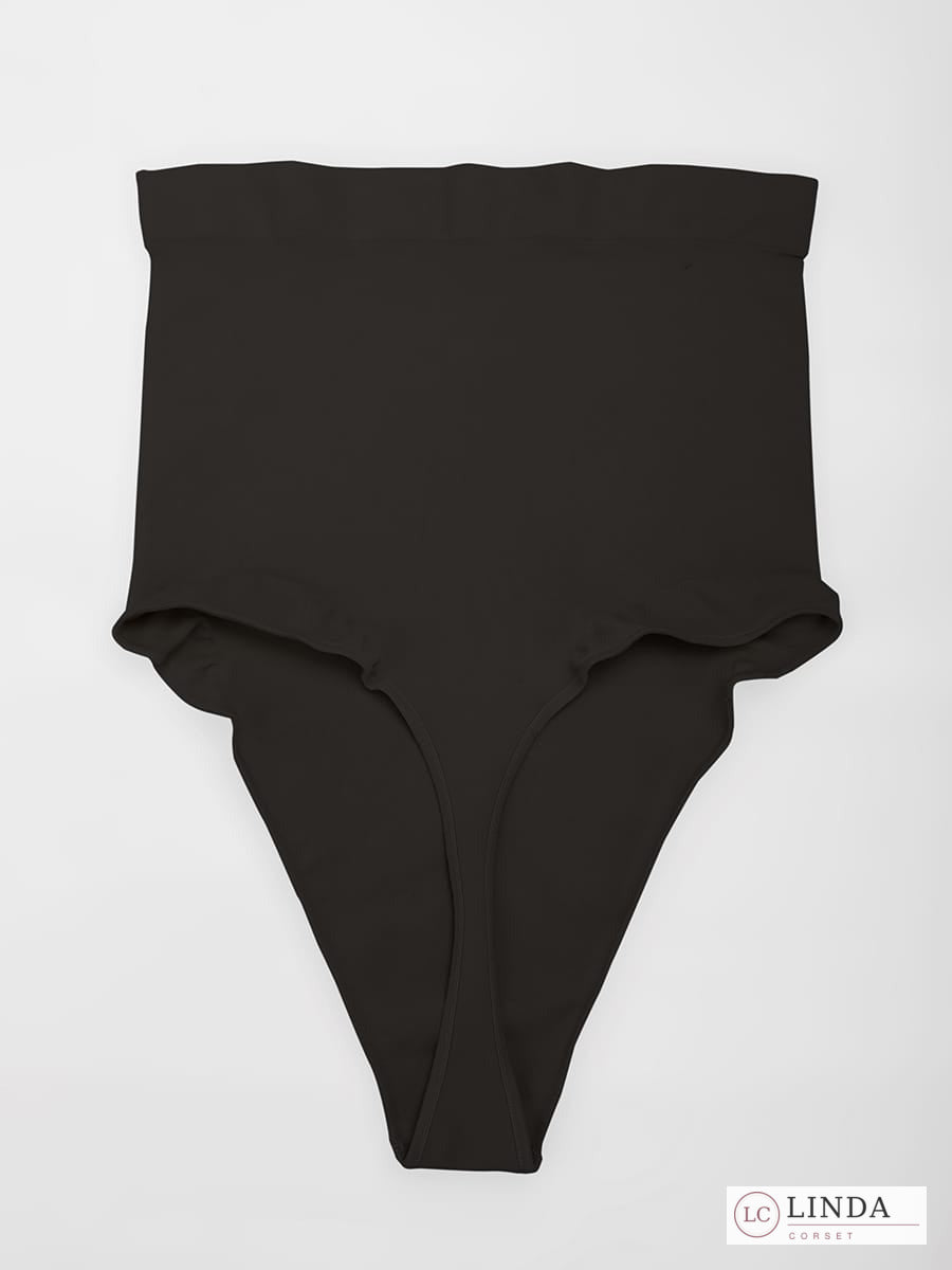LINDA SilkSculpt seamless high-waist shaping thong — black product back