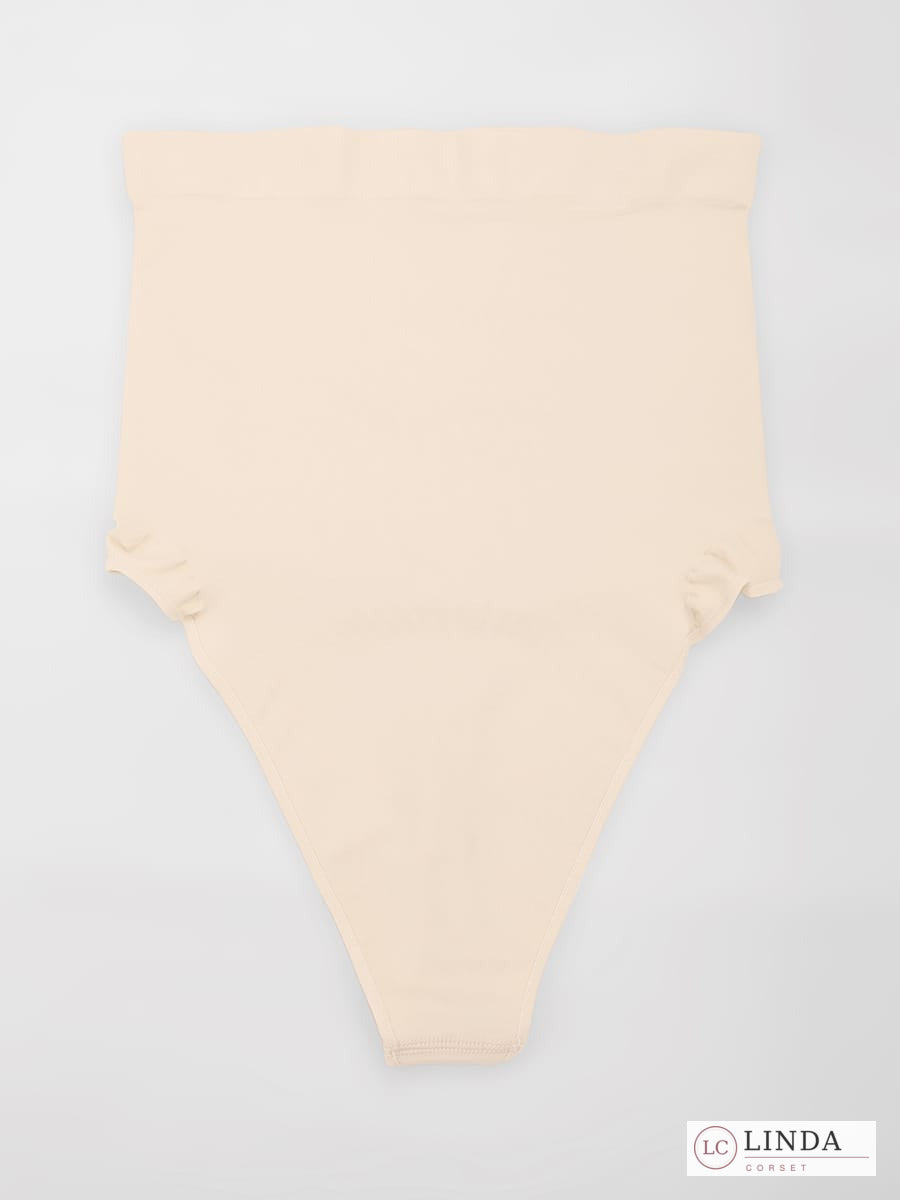 LINDA SilkSculpt seamless high-waist shaping thong — beige product front