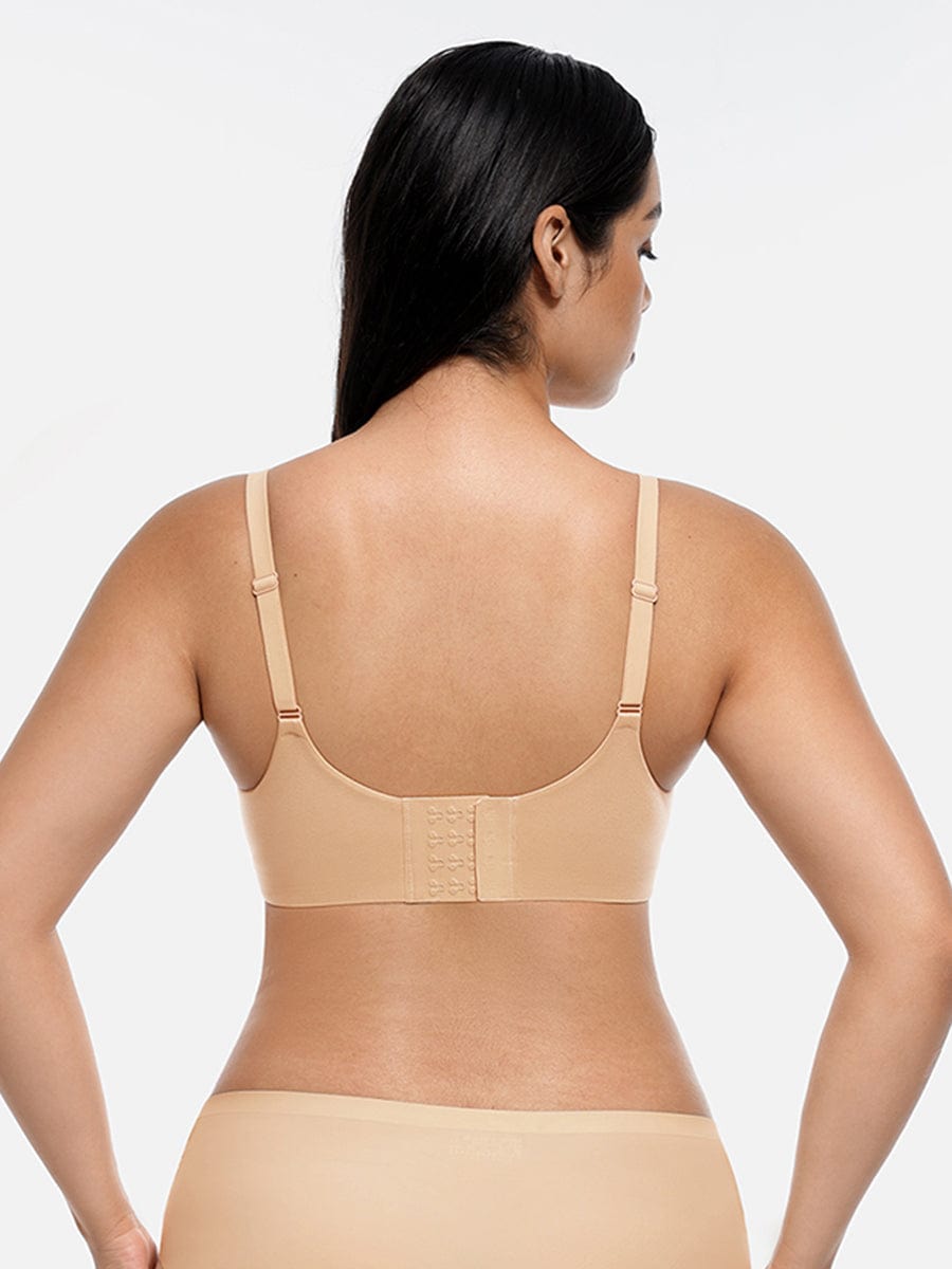 LINDA LunaLift nude beige wireless demi push-up bra, back view