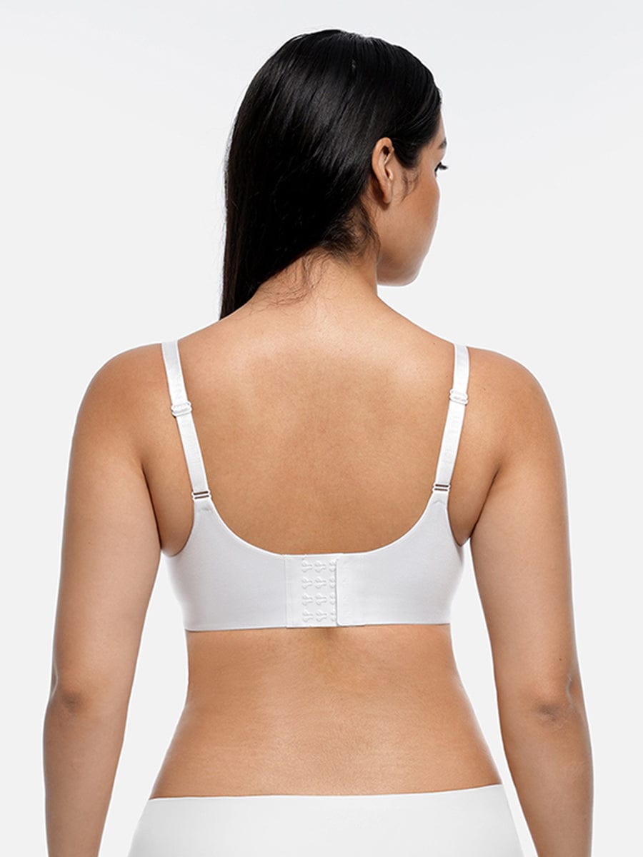 LINDA LunaLift white wireless demi push-up bra, back view