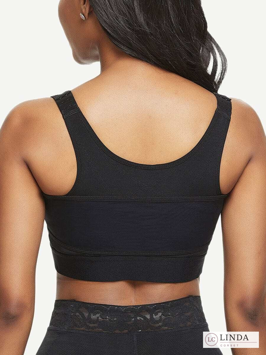 LINDA PostureEase black support bra back view