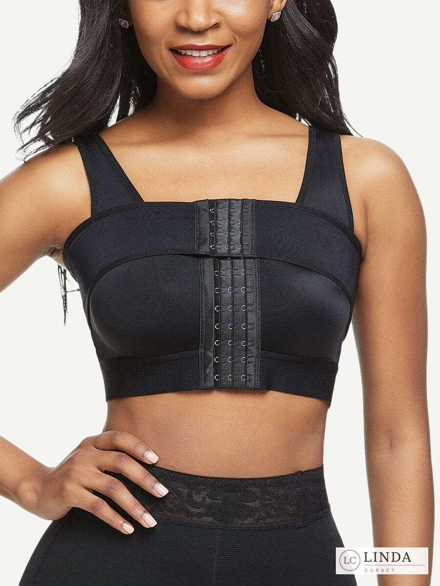 LINDA PostureEase black support bra front view