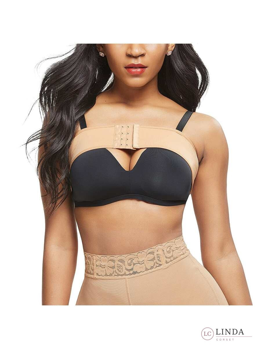 LINDA PostureEase Dark Skin bra with removable black support band