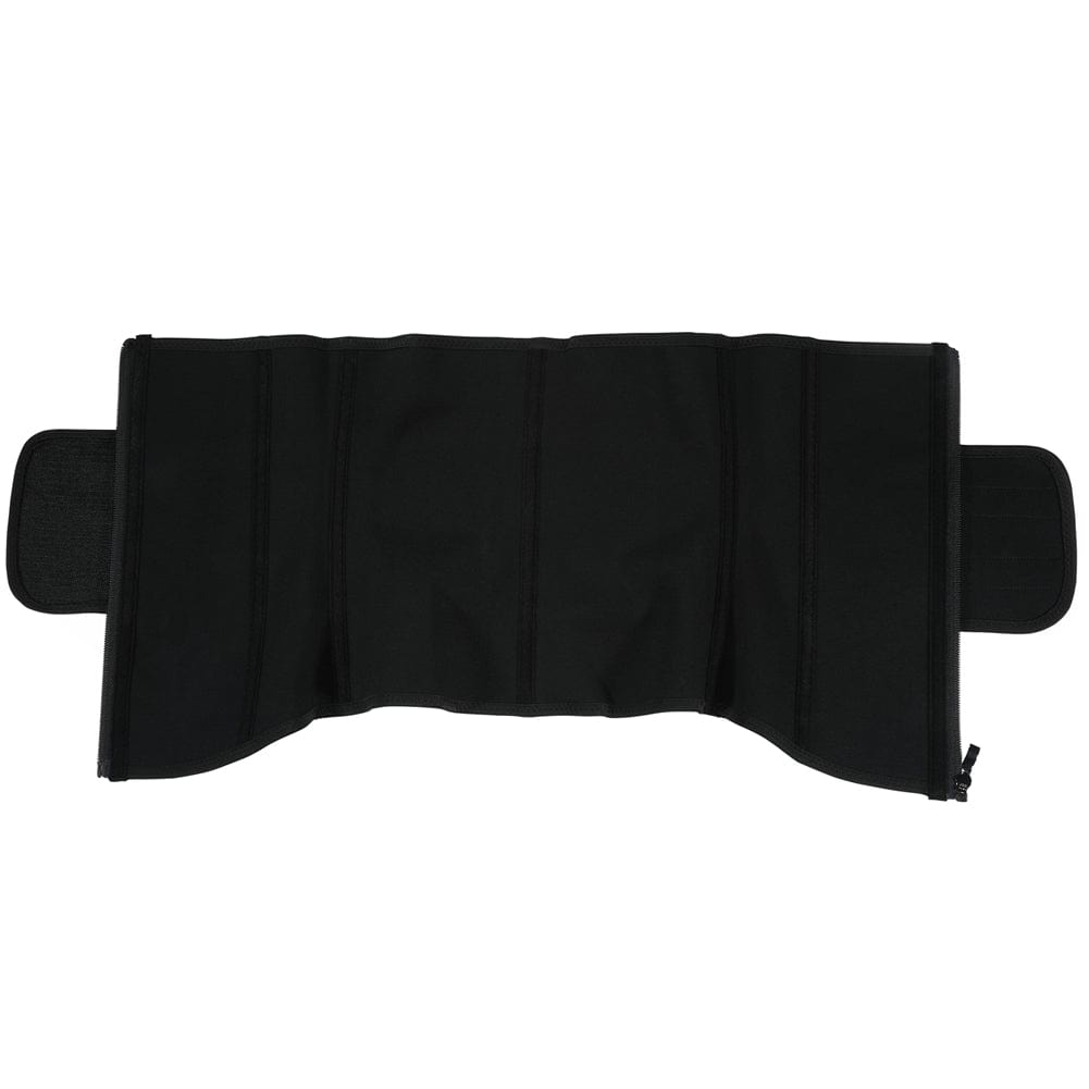Black LINDA PowerCurve latex waist trainer opened to show its interior structure