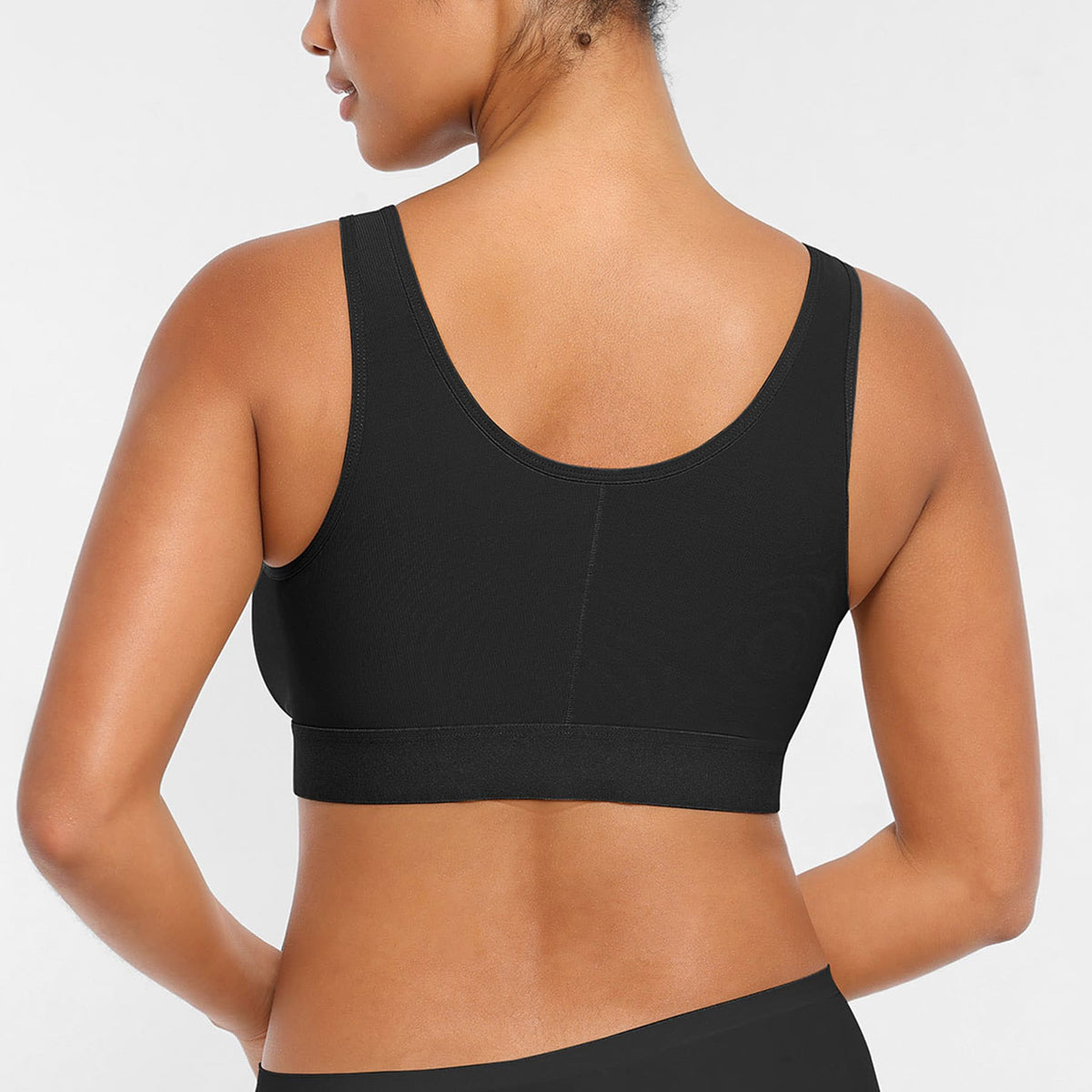 LINDA RecoverEase black post-surgery bra back view